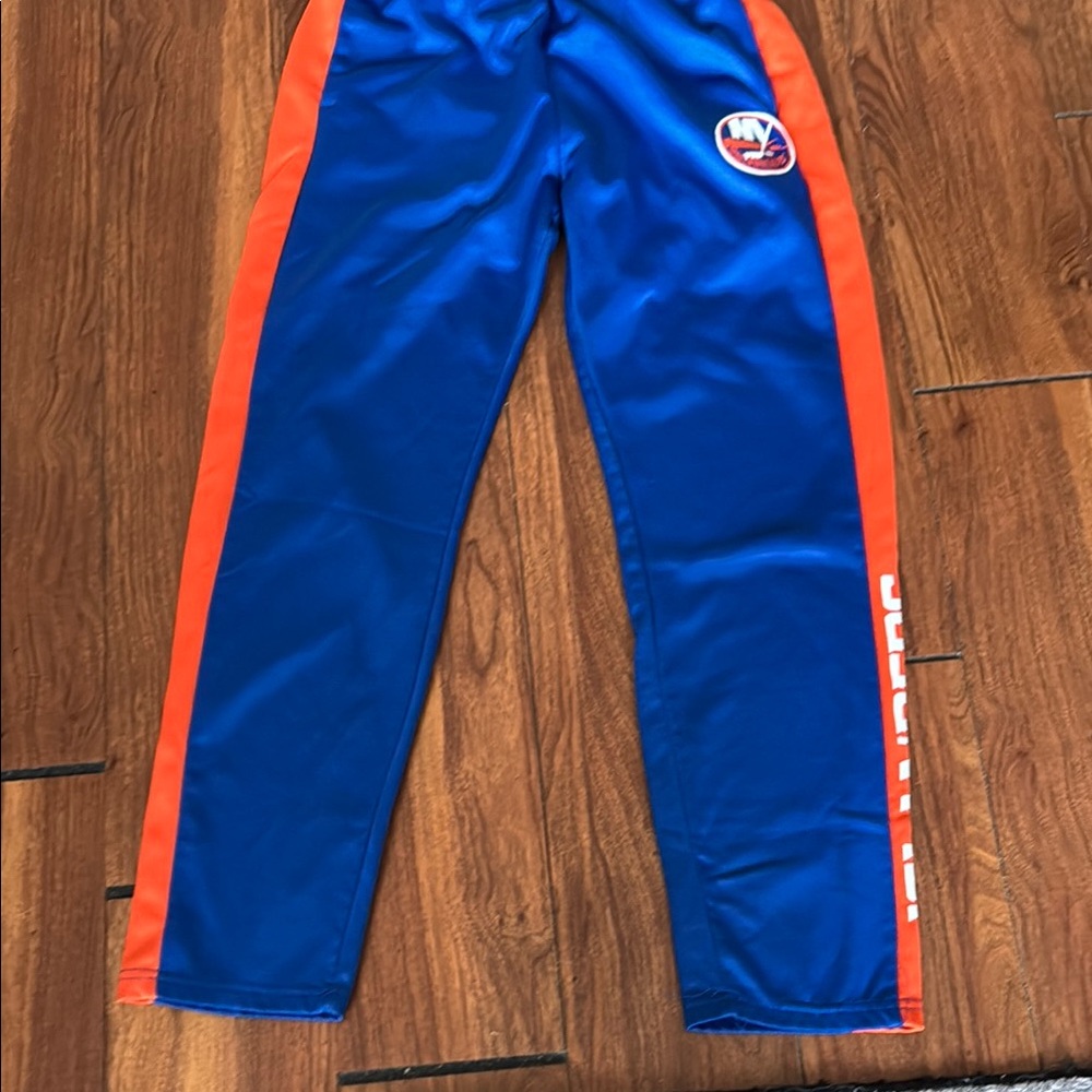 Islander Blue and Orange Joggers with Bold Stripes